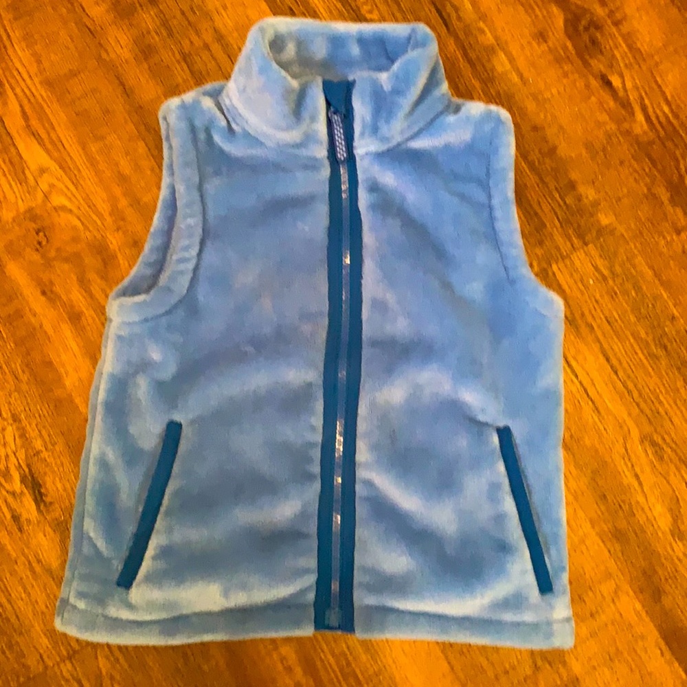 Lands End kids soft blue fleece vest, zip up, M (5-6)